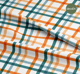 White Plaid Background Digital Printed Fabric with Watercolor Effect Pattern